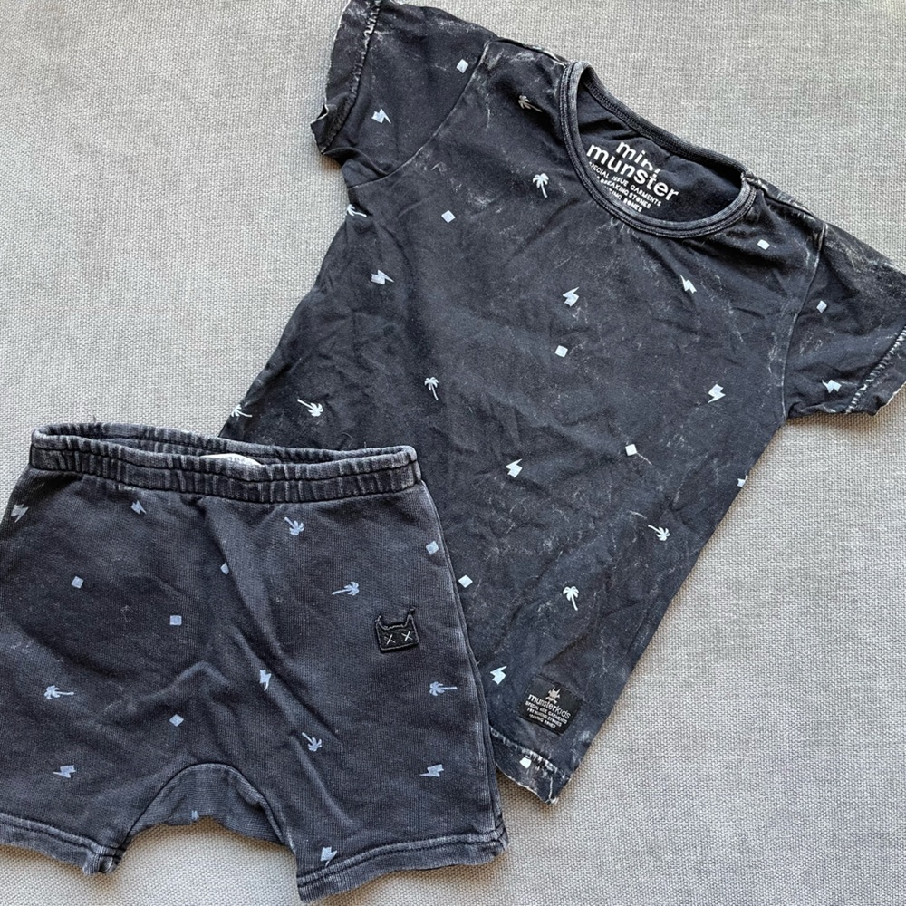 Munster Kids Black Shorts and shirt set